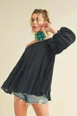 Aemi + Co Off-Shoulder Balloon Sleeve Blouse - Femstylo