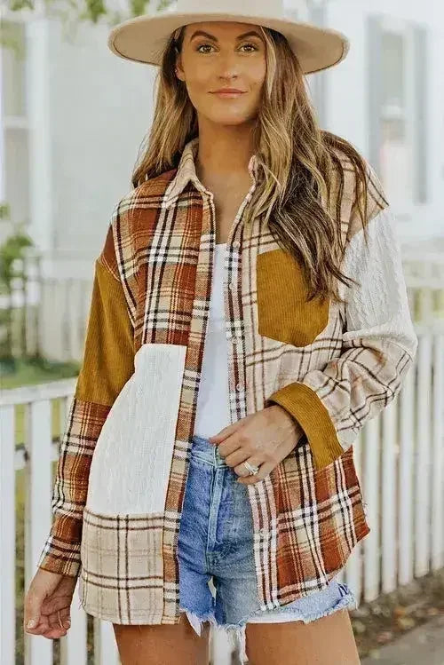 Plaid Pocket Shirt Jacket - Femstylo
