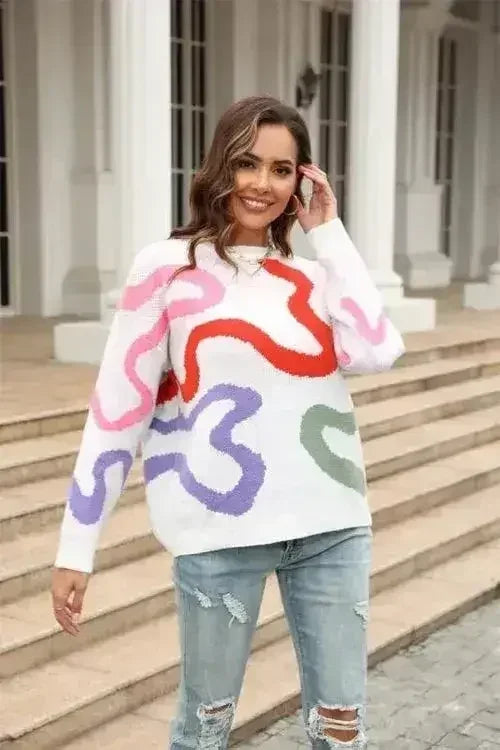 Multi Color Swirl Sweater - Femstylo
