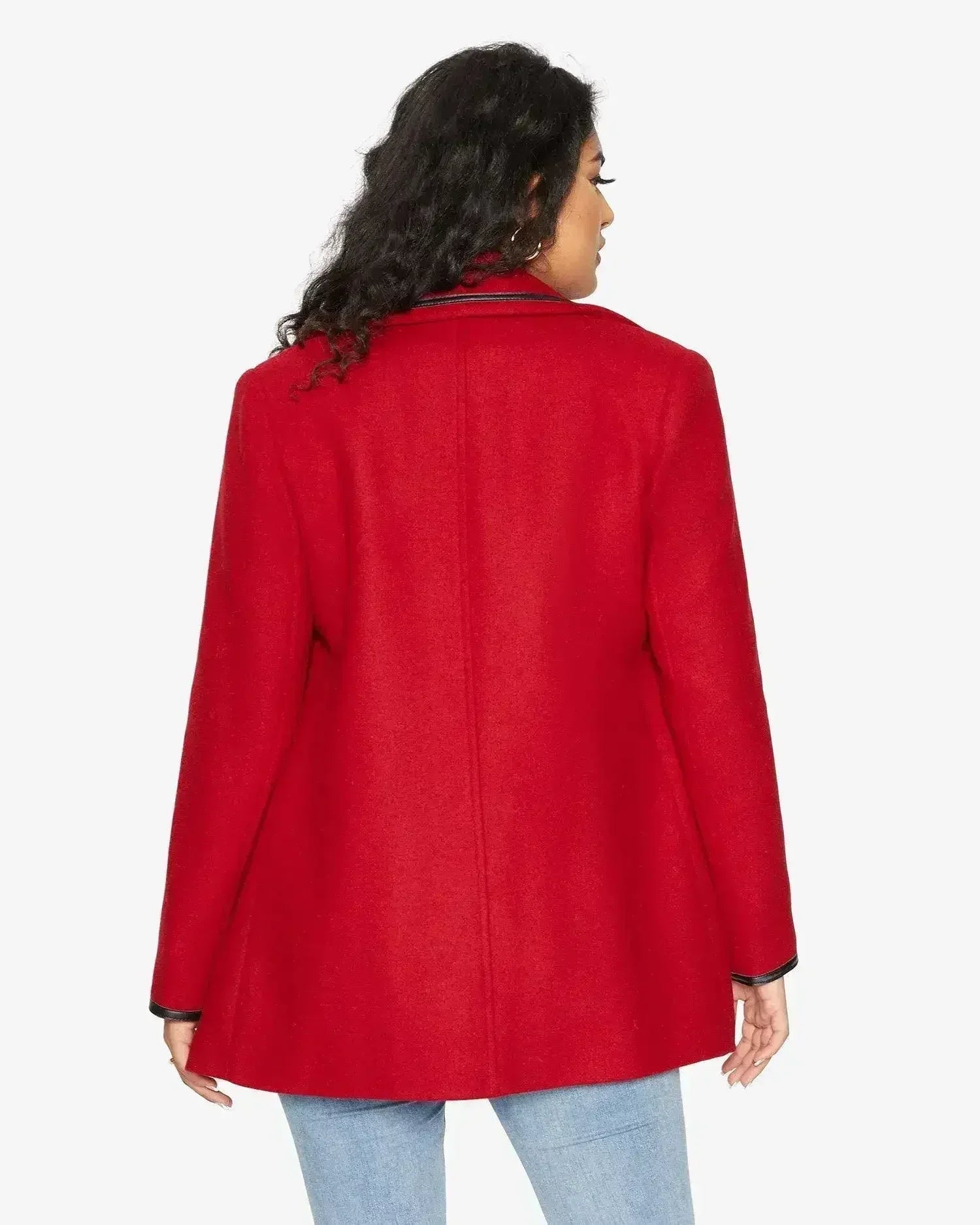 Wool Blend Contrast Trim Coat (1920) - Femstylo
