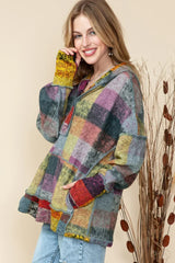 Plaid Henley Hoodie – Kangaroo Pocket & Thumbholes | Femstylo