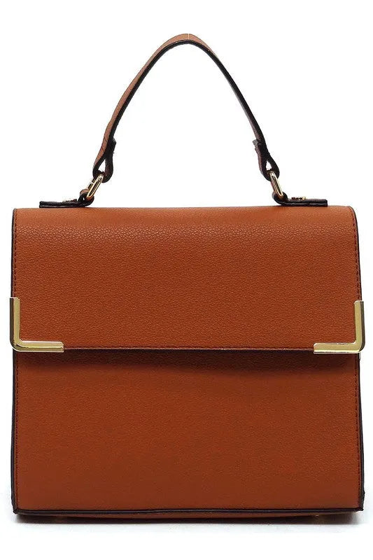 Vegan Leather Satchel - Top Handle Crossbody Bag | Femstylo