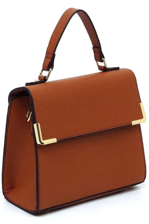 Vegan Leather Satchel - Top Handle Crossbody Bag | Femstylo