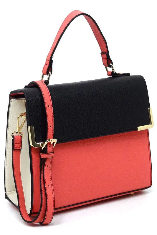 Vegan Leather Satchel - Top Handle Crossbody Bag | Femstylo