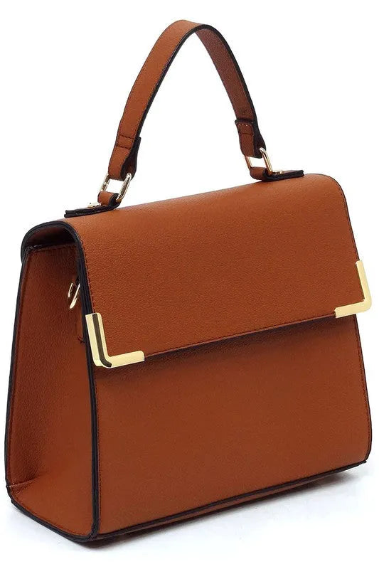 Vegan Leather Satchel - Top Handle Crossbody Bag | Femstylo