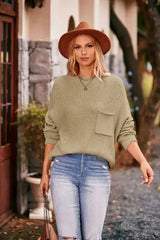Knit sweater with pocket - Femstylo