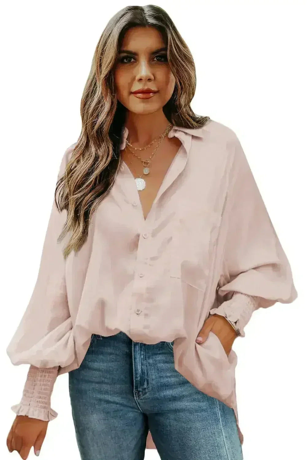 Spring And Autumn New Lapel Shirts Thin Mid Length Striped Casual Long - Femstylo