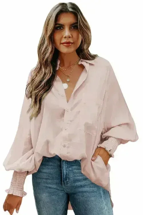 Spring And Autumn New Lapel Shirts Thin Mid Length Striped Casual Long - Femstylo
