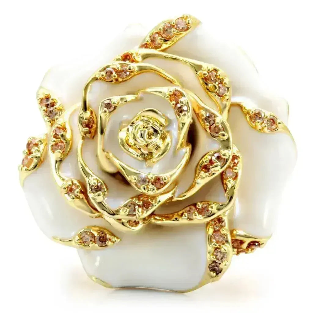 1W040 - Gold Brass Ring with AAA Grade CZ in Champagne - Femstylo