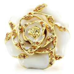 1W040 - Gold Brass Ring with AAA Grade CZ in Champagne - Femstylo