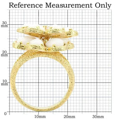 1W045 - Gold Brass Ring with Synthetic Synthetic Glass in White - Femstylo