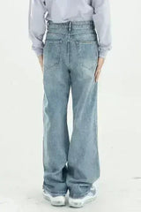 Distressed Wide Leg Jeans with Pockets - Femstylo
