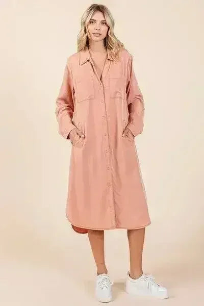 Mittoshop Button Down Long Sleeve Shirt Dress - Femstylo