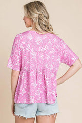 Floral Peplum Blouse - Round Neck Women's Top | Femstylo