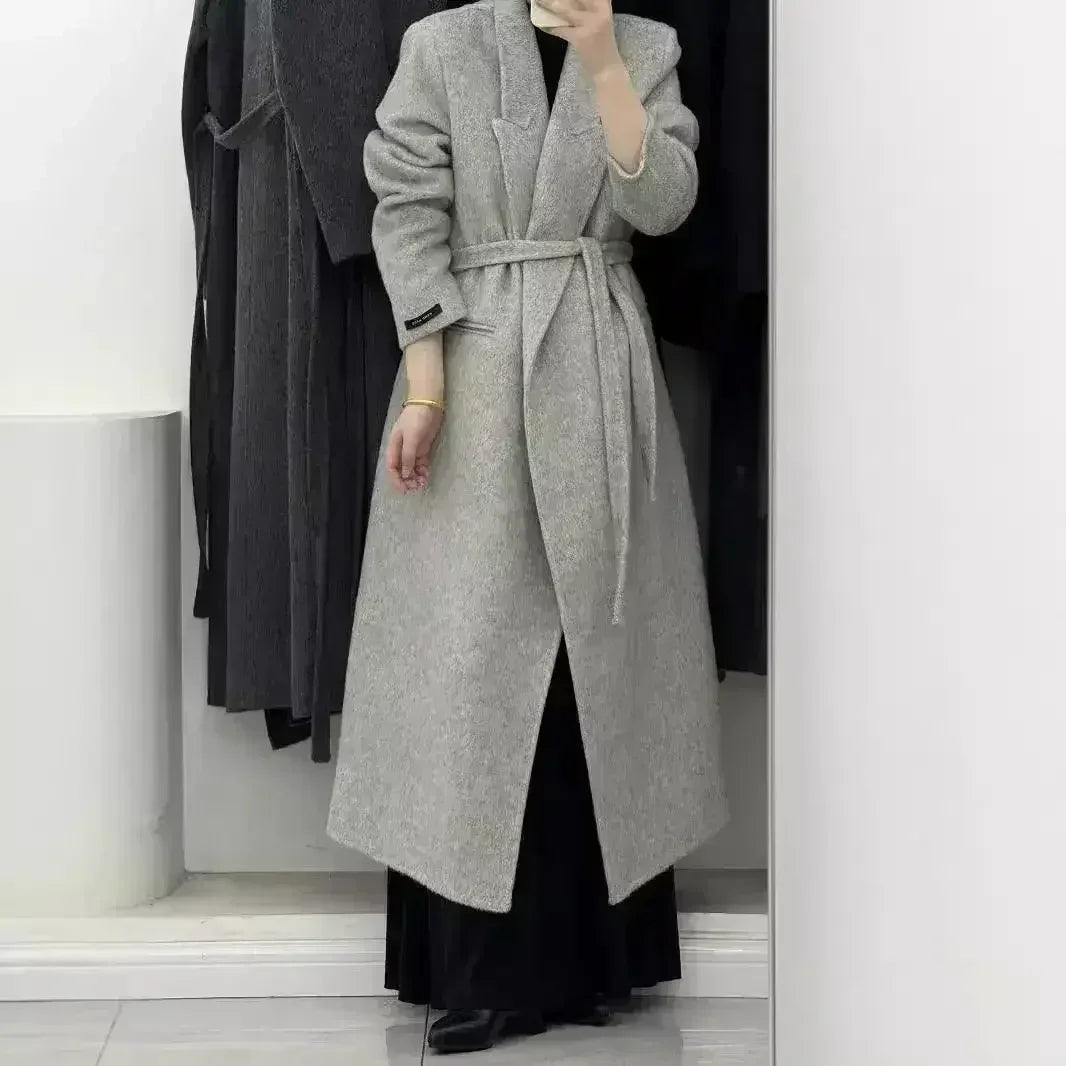 Angora Red Women's Loose Double-Sided Wool Overcoat – Elegant & Cozy - Femstylo