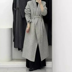 Angora Red Women's Loose Double-Sided Wool Overcoat – Elegant & Cozy - Femstylo