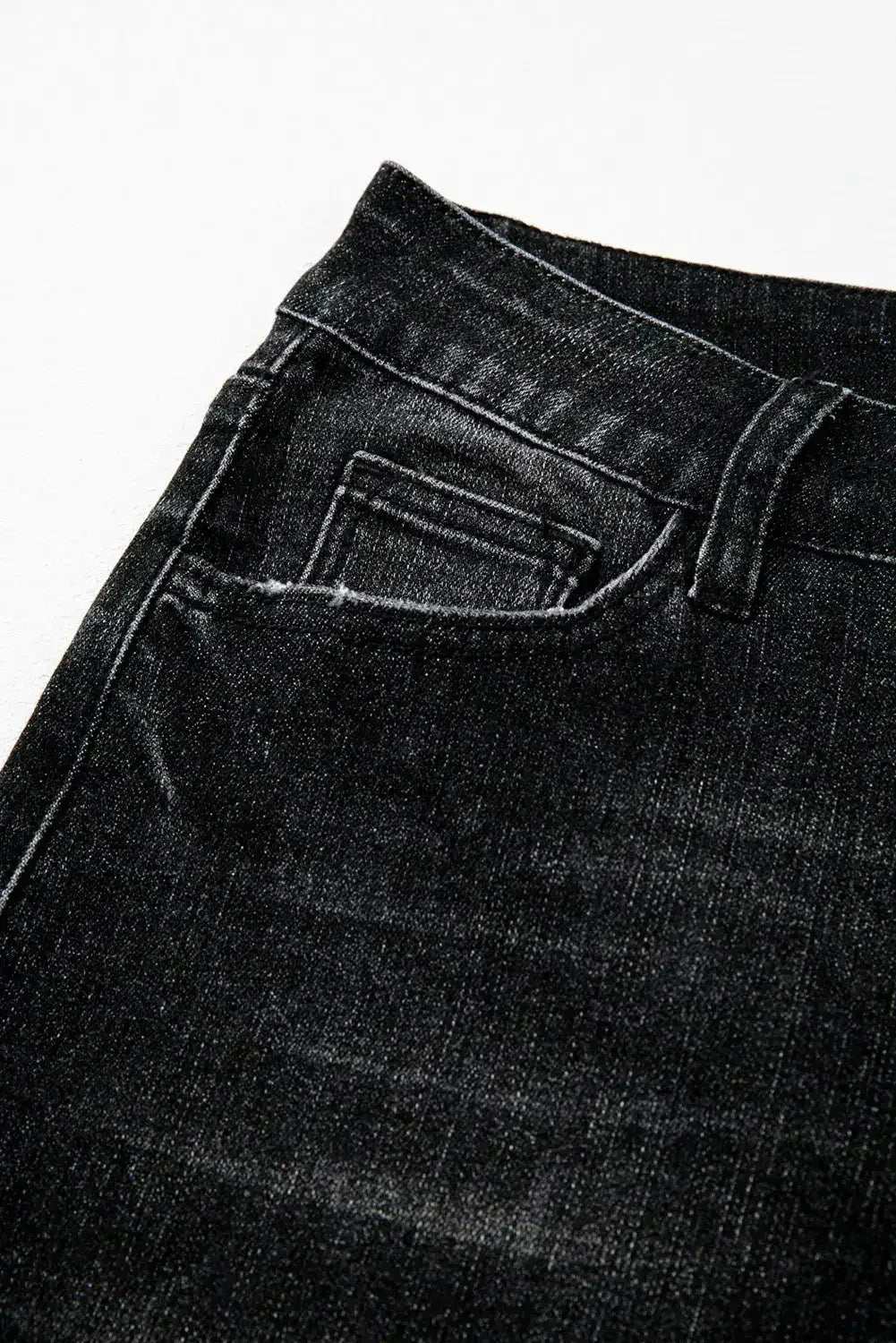 Sail Blue Mineral Wash Raw Hem High Waist Flared Jeans - Femstylo