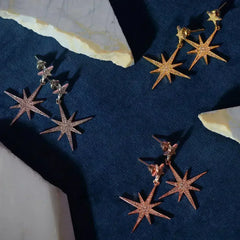 Petite Star Burst Drop Earrings Silver - Femstylo