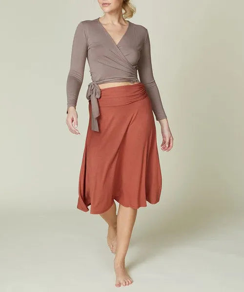 Bamboo Flared Skirt – Organic Mid-Length with Shirring