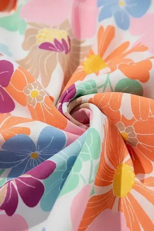 Floral Square Neck Puff Sleeve Babydoll Dress - Femstylo