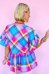 Women V Neck Ruffled Short Sleeve Babydoll Top | Femstylo - Femstylo