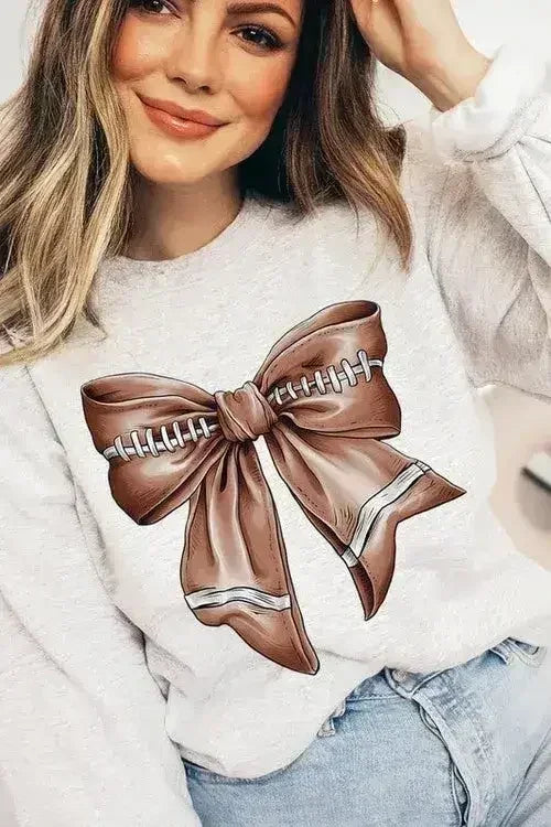 Coquette Football Bow Graphic Fleece Sweatshirts - Femstylo