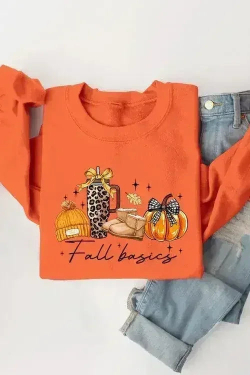 Fall Basics Graphic Fleece Sweatshirts - Femstylo