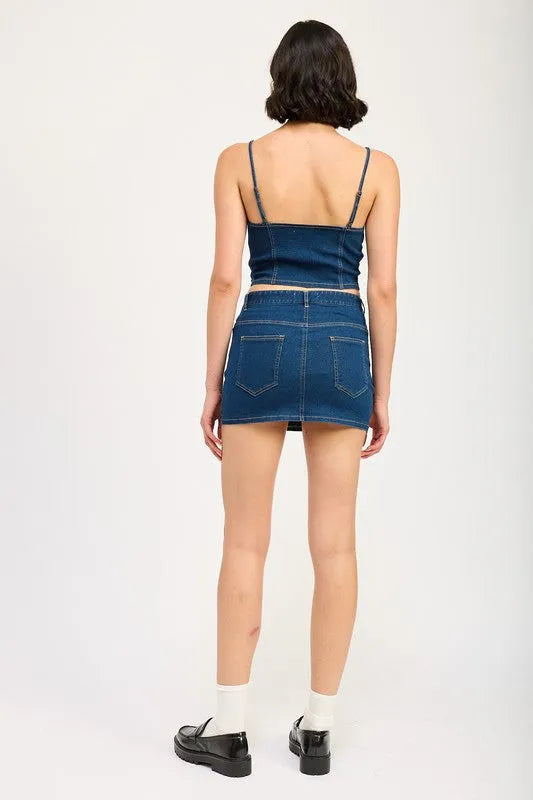 Lace Up Denim Mini Skirt for Women - 100% Cotton | Femstylo