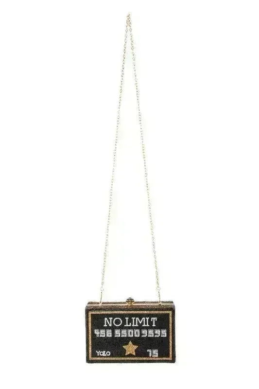 NO LIMIT YOLO Credit Card Rhinestone Clutch - Femstylo