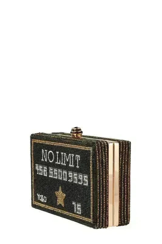 NO LIMIT YOLO Credit Card Rhinestone Clutch - Femstylo