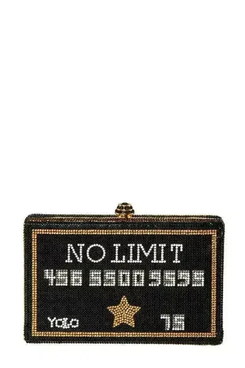 NO LIMIT YOLO Credit Card Rhinestone Clutch - Femstylo