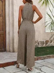 Printed Wide Leg Sleeveless Jumpsuit - Femstylo