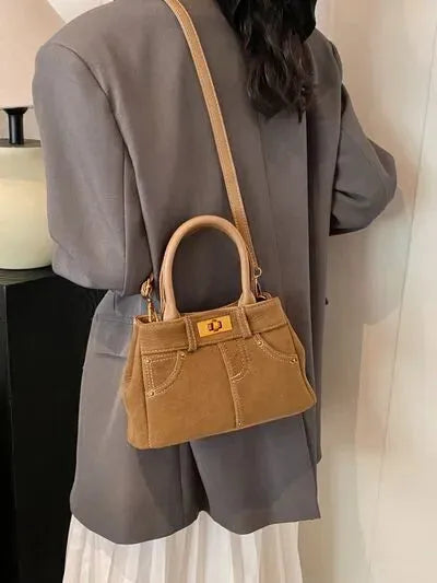 Suede Adjustable Strap Double-Use Handbag - Femstylo