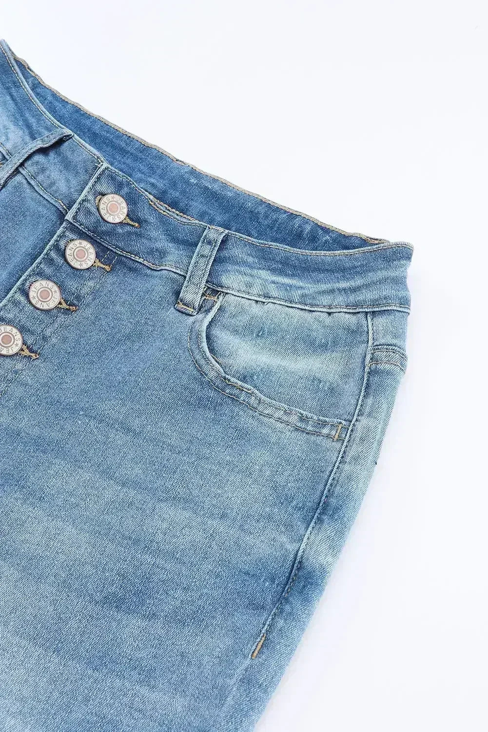Blue Light Wash High Waisted Bell Bottom Jeans - Femstylo