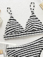 Striped V-Neck Two-Piece Swim Set - Femstylo