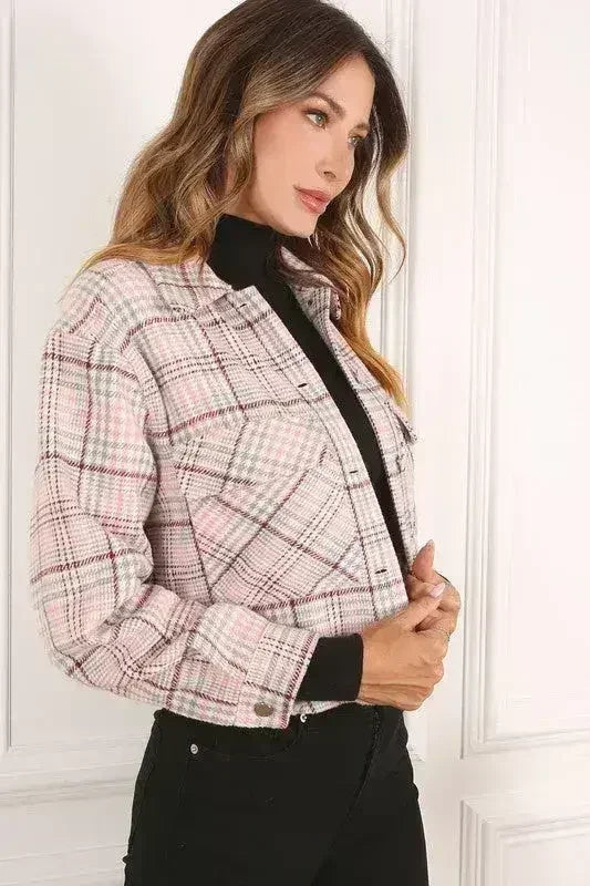 Plaid crop jacket - Femstylo