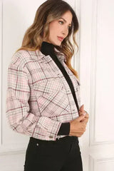 Plaid crop jacket - Femstylo