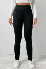 Black Fleece Lining Winter Thermal High Waist Leggings - Femstylo