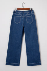 Sail Blue Stitched Waist Detail Cuffed Jeans