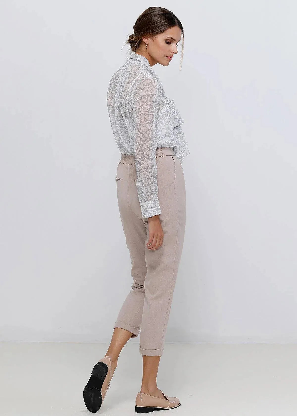Tie Neck Sheer Blouse In Ivory Silver - Femstylo