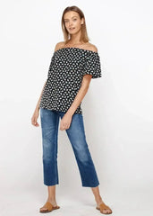 Women's Off Shoulder Top In Black Blue Avocado | Femstylo - Femstylo