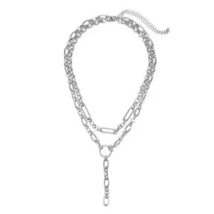 T Drop Layered Chain Necklace