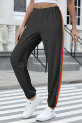 Dark Grey Rainbow Striped Jogger Sweatpants
