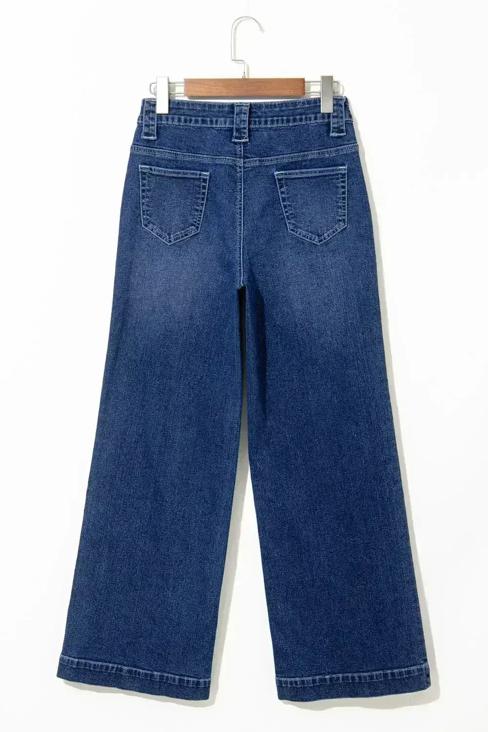 Sail Blue Wide Leg Pocketed High Waist Jeans - Femstylo