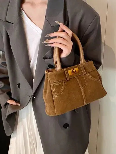 Suede Adjustable Strap Double-Use Handbag - Femstylo