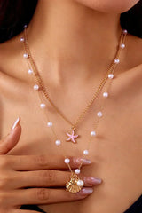 Gold Shell Starfish Pearl Double Layer Necklace – Femstylo