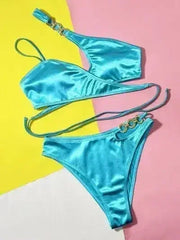 Chain Detail Crisscross Bikini Set - Femstylo