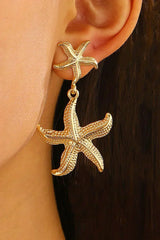 Gold Alloy Starfish Stud Dangle Earrings – Femstylo