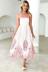 Pink Floral Ric Rac Spaghetti Strap Backless Dress - Femstylo