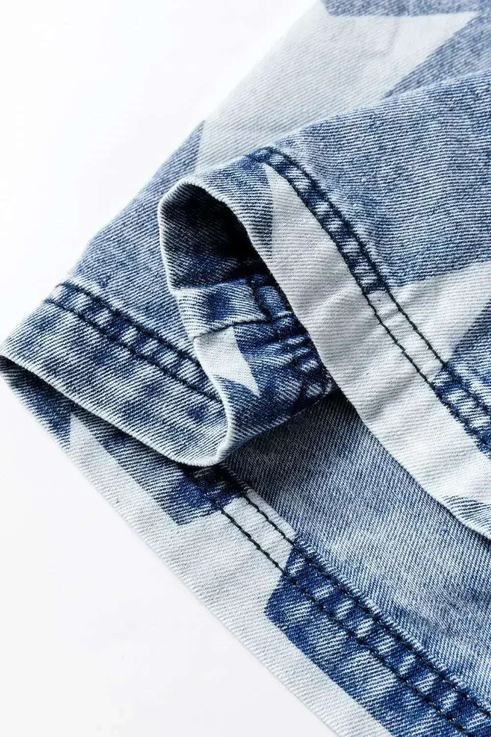 Light Blue Star Print Light Wash Drawstring High Waist Wide Leg Jeans - Femstylo